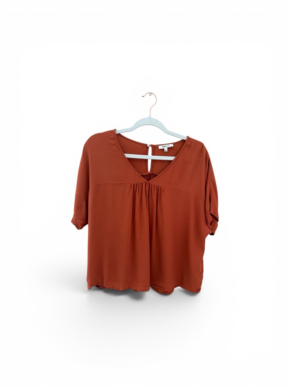 Madewell Rhyme V-Neck Blouse Top Burnished Mahogany Size Small